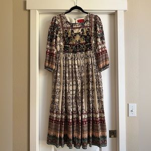 Anthropologie Silk Beaded Dress - Size 2P